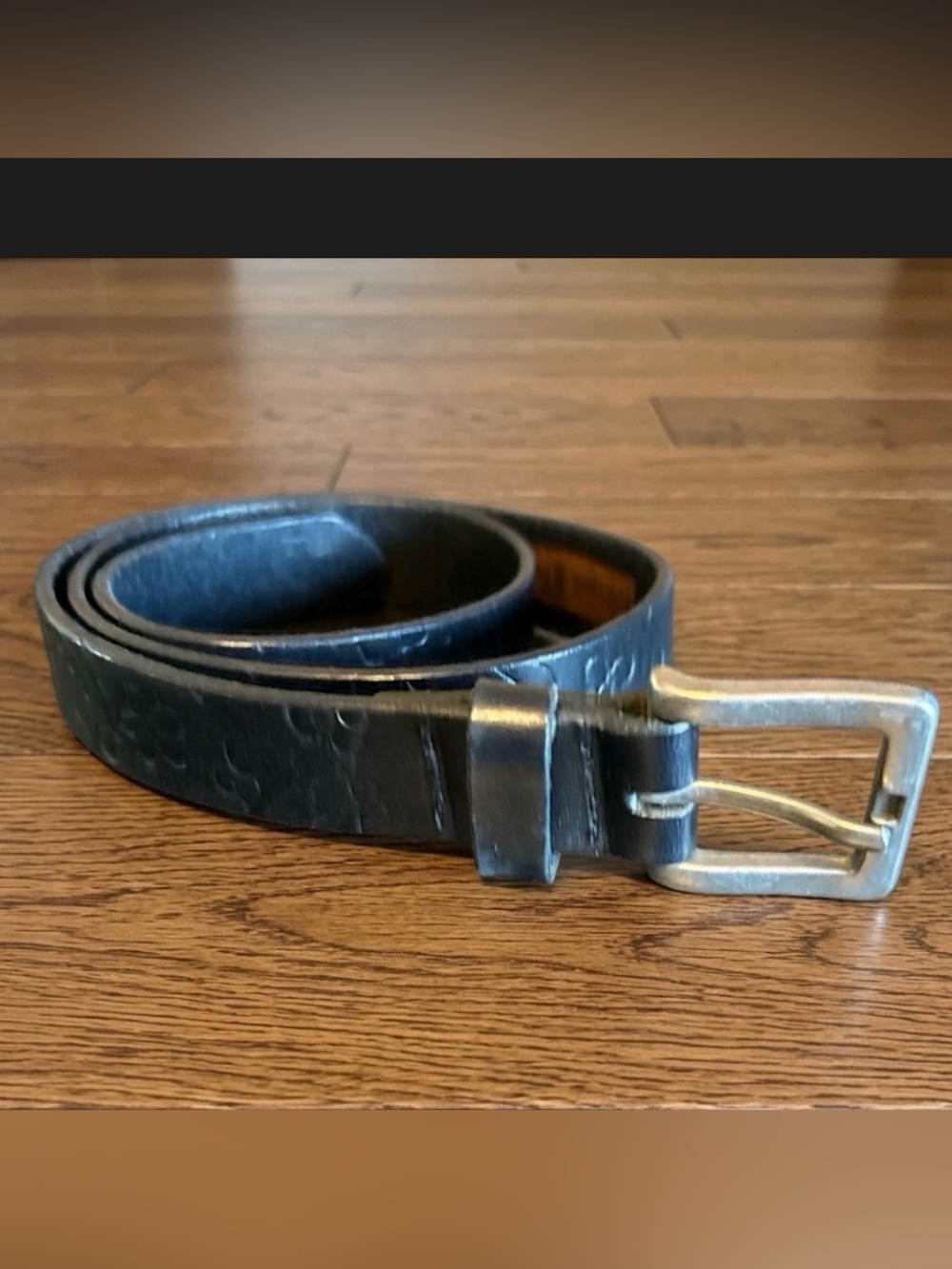 Cotton Ginny Women’s Italian Leather Belt Floral Embossed Silver Buckle Medium